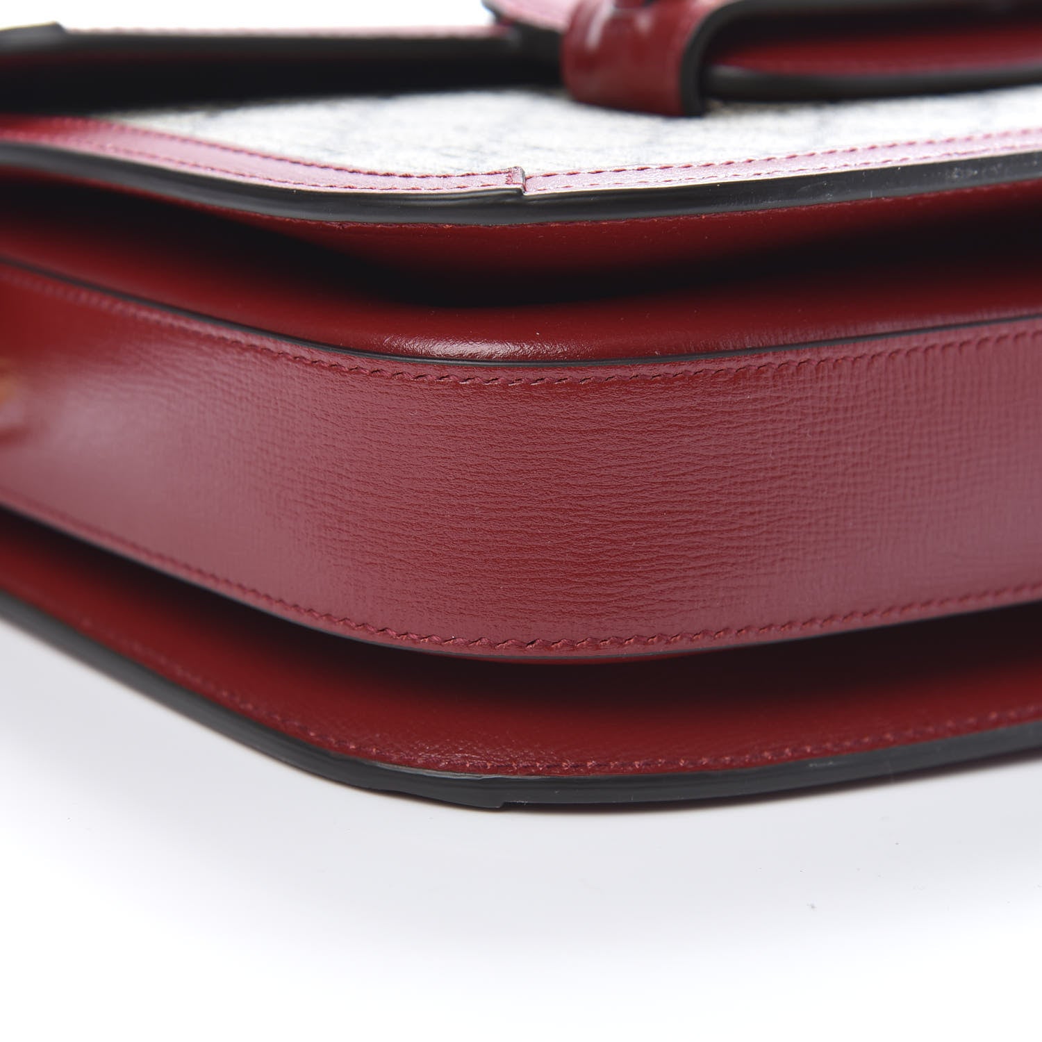 Gucci GG Supreme Monogram Azalea Calfskin Horsebit 1955 Shoulder Bag Beige Ebony New Cherry Red 10 of 13