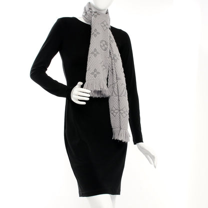 Louis Vuitton Wool Silk Logomania Scarf Pearl Grey 2 of 4