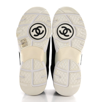 Chanel Lycra Fabric Womens CC Sneakers 37.5 Black White Pink 5 of 9