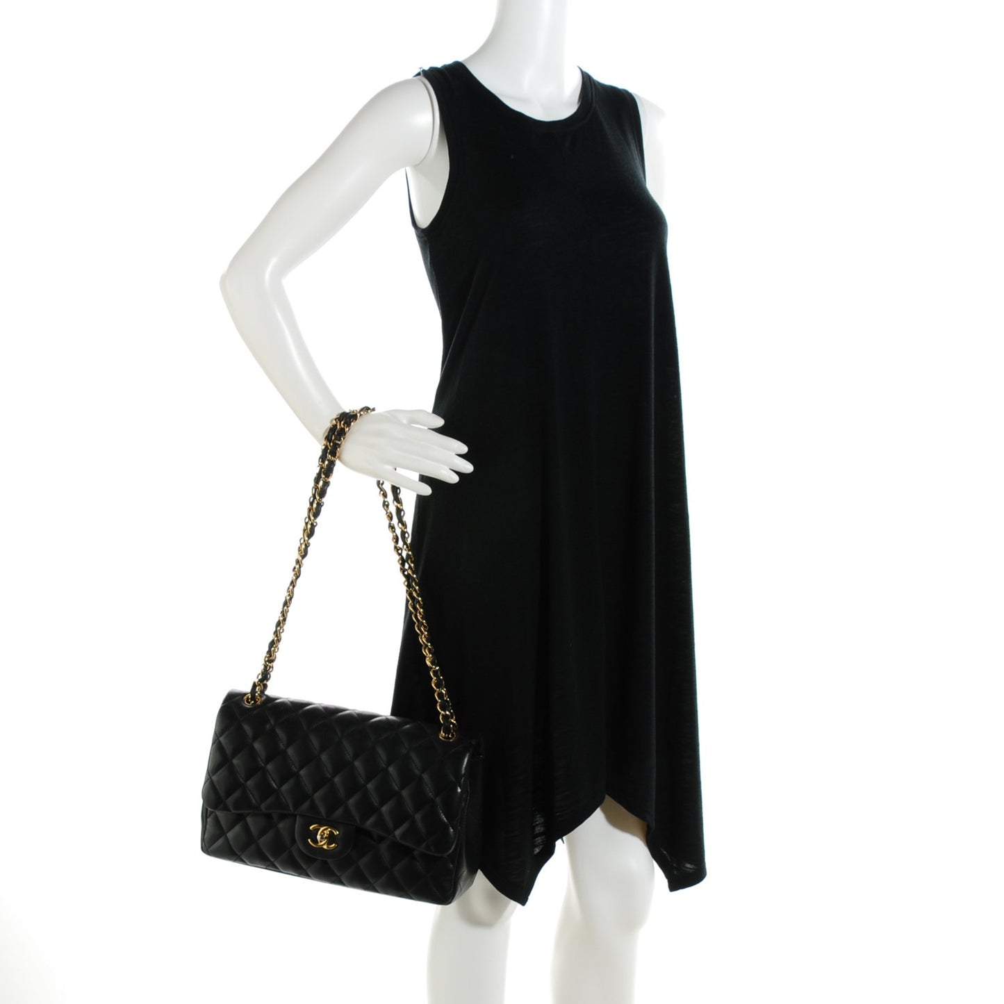 Lambskin Quilted Jumbo Double Flap Black