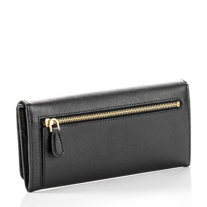 Prada Saffiano Metal Continental Flap Wallet Nero Black 3 of 8