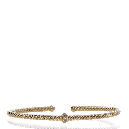David Yurman 18K Yellow Gold Diamond 3mm Renaissance Center Station Bracelet 1 of 5