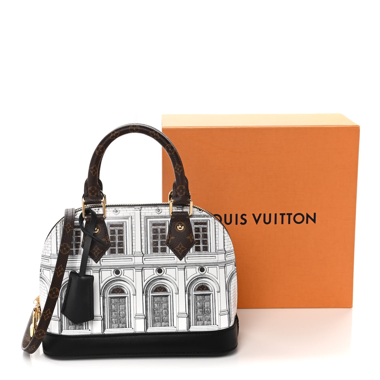 Louis Vuitton X FORNASETTI Calfskin Architettura Alma BB Black White 12 of 12
