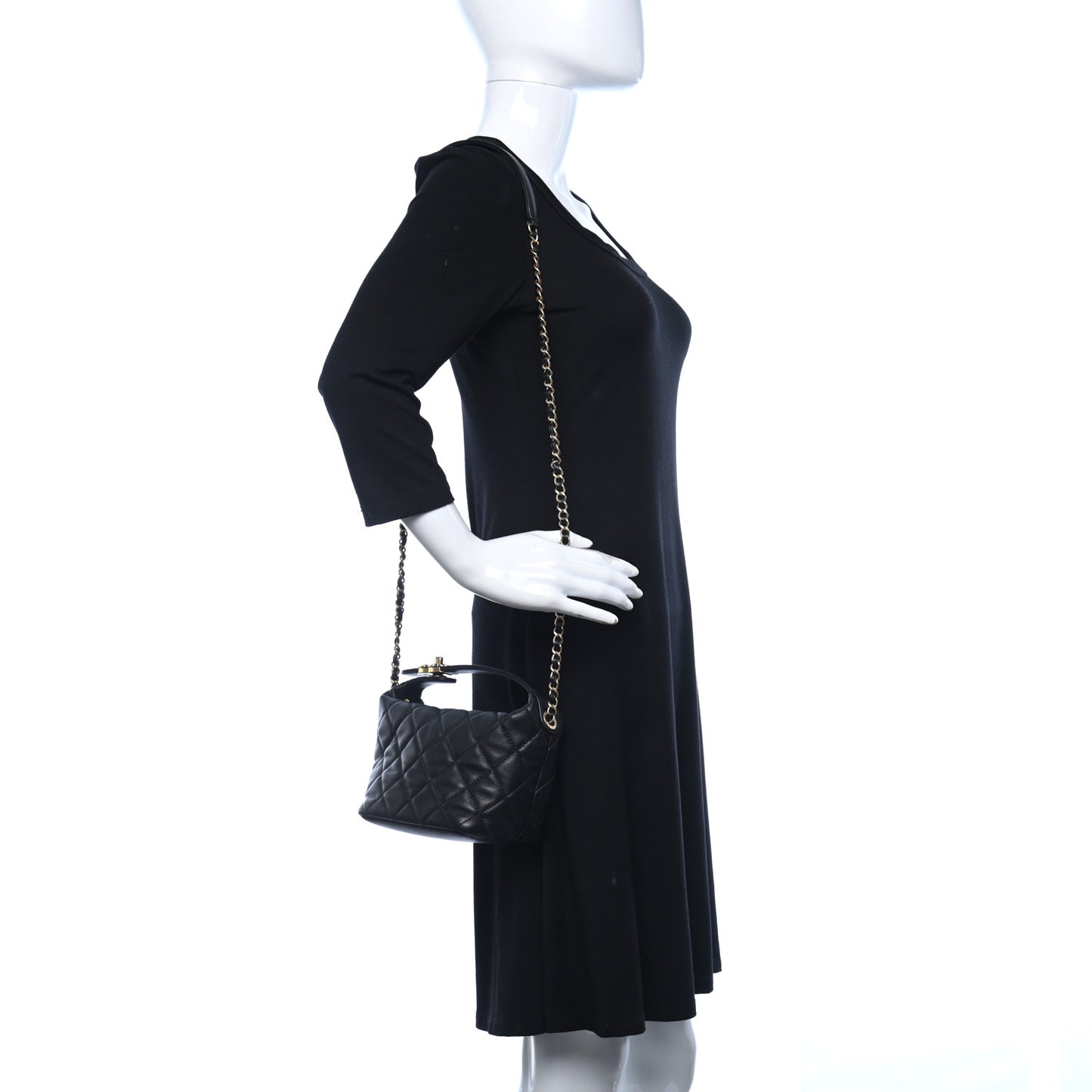 Lambskin Quilted Small Perfect Meeting Hobo Black