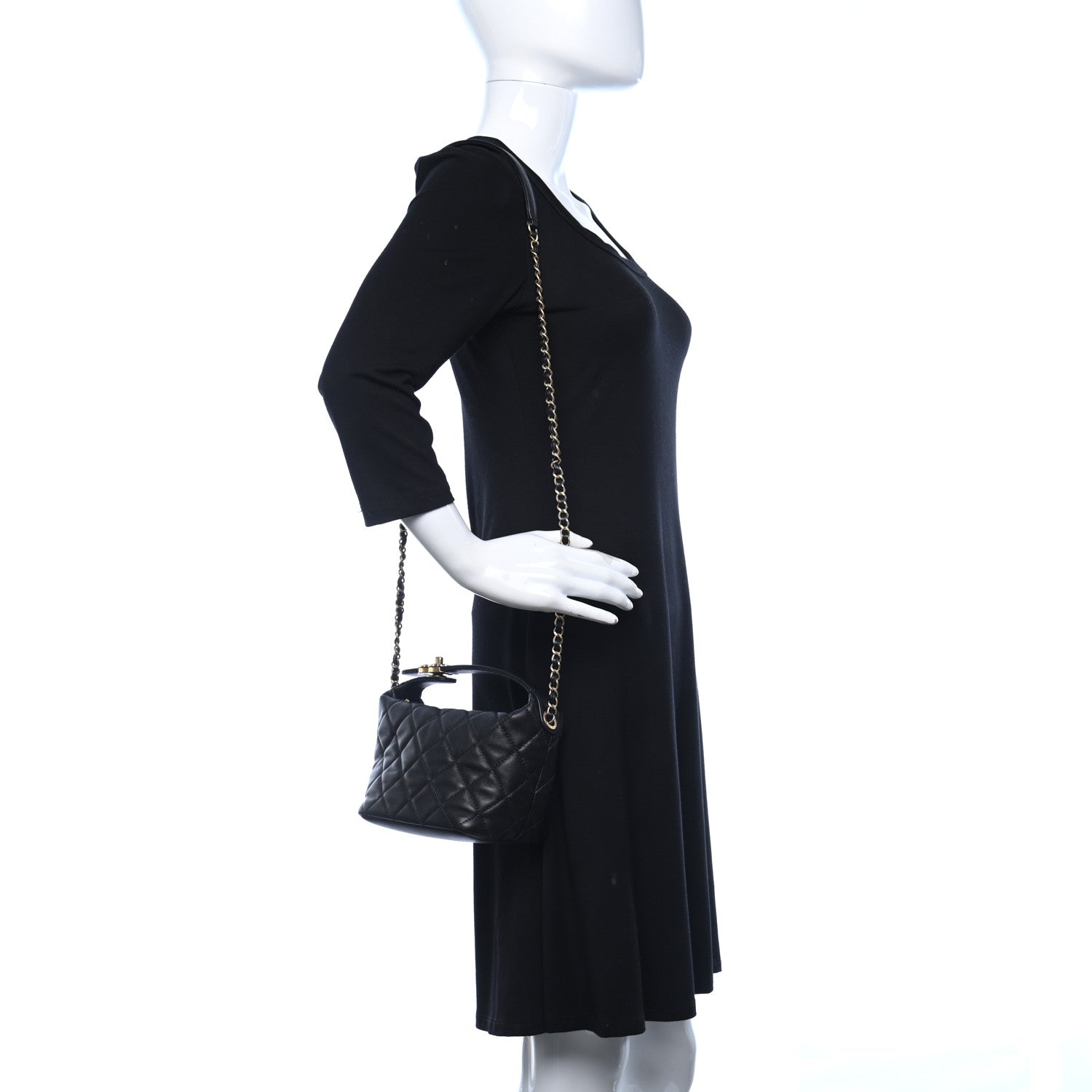 Chanel Lambskin Quilted Small Perfect Meeting Hobo Black 2 of 10