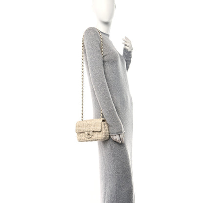 Chanel Tweed Quilted Mini Rectangular Flap Off White 2 of 12