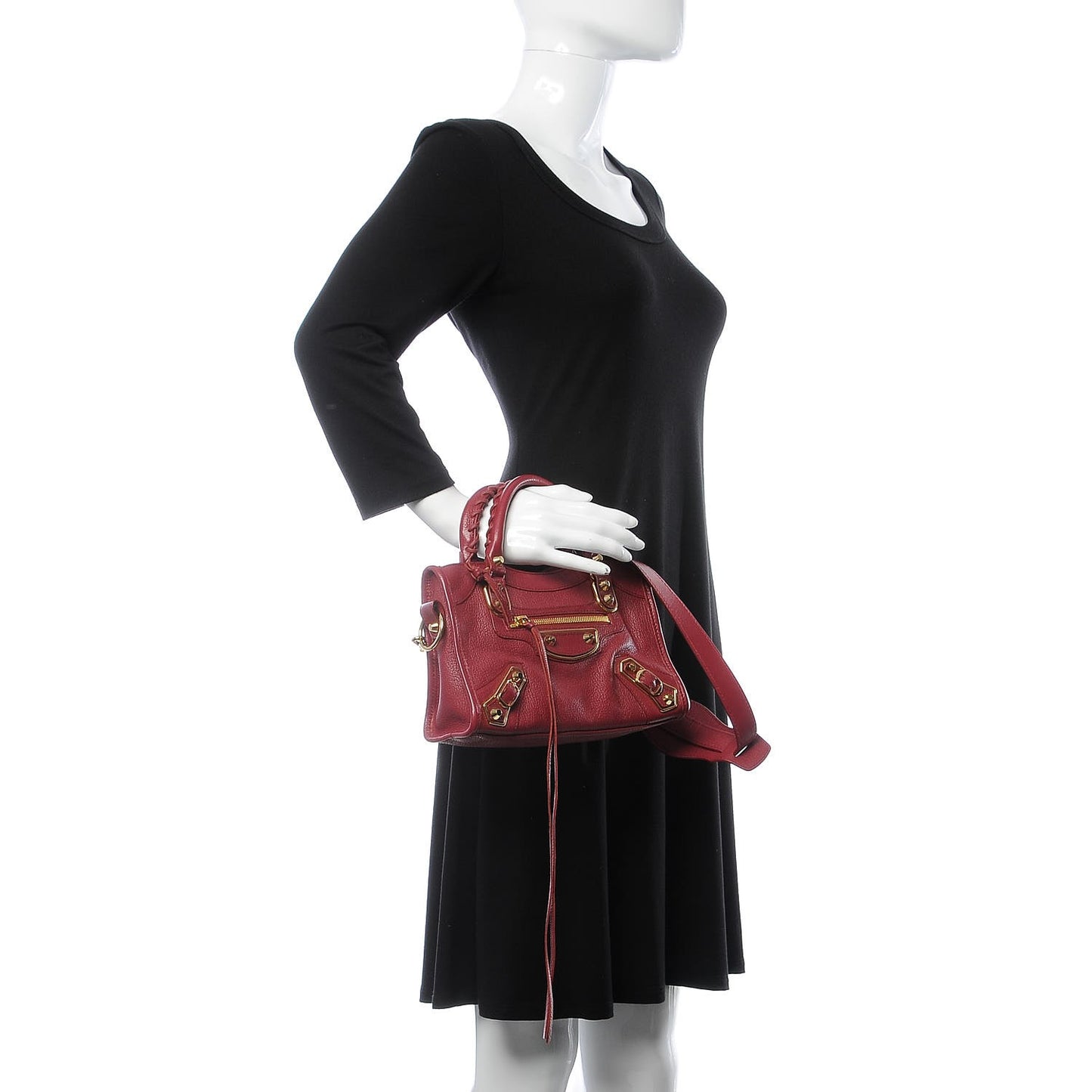 Chevre Gold Metallic Edge Hardware Mini City Rouge Grenat