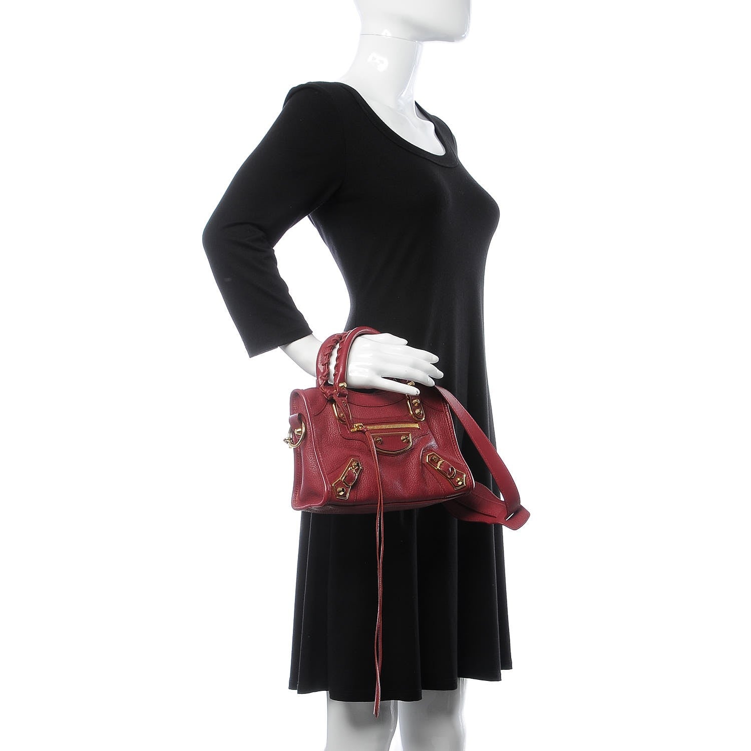 Balenciaga Chevre Gold Metallic Edge Hardware Mini City Rouge Grenat 2 of 10