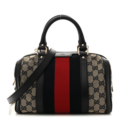 Gucci Monogram Vintage Web Small Boston Navy 1 of 12