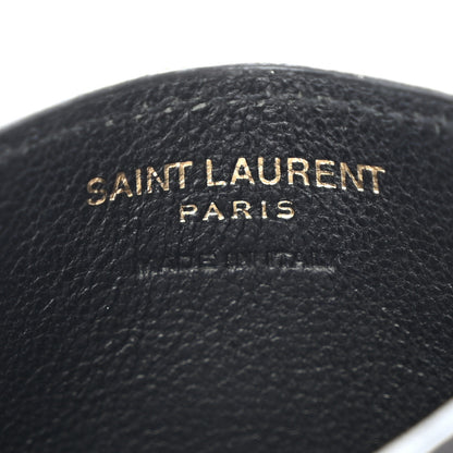 Saint Laurent Grain De Poudre Matelasse Chevron Monogram Credit Card Case Black 6 of 11