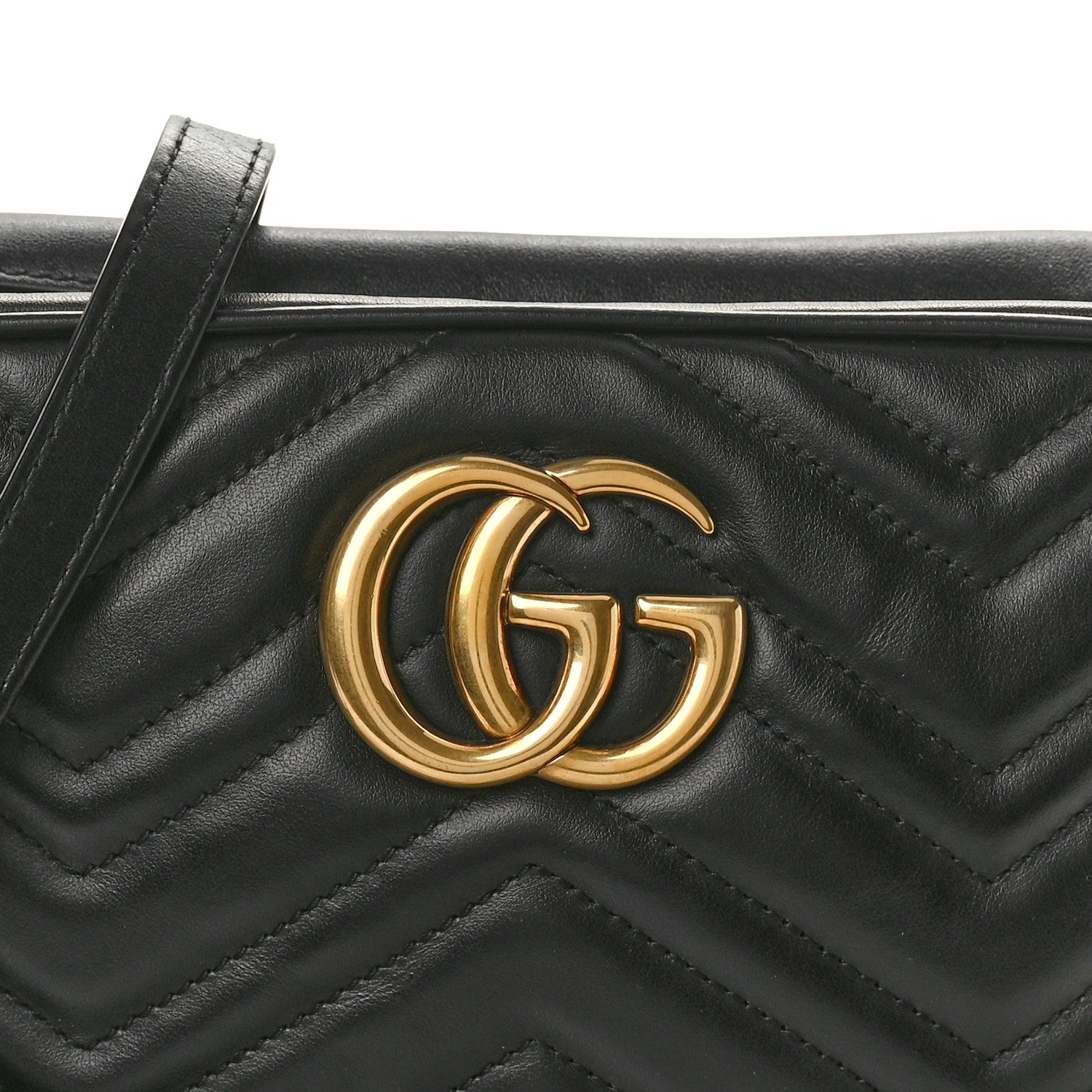 Gucci Calfskin Matelasse Small GG Marmont Chain Shoulder Bag Black 8 of 10