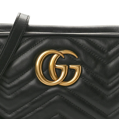 Gucci Calfskin Matelasse Small GG Marmont Chain Shoulder Bag Black 8 of 10