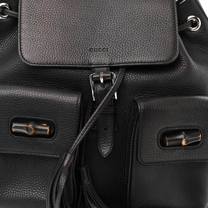 Gucci Cellarius Calfskin Medium Bamboo Backpack Black 7 of 12