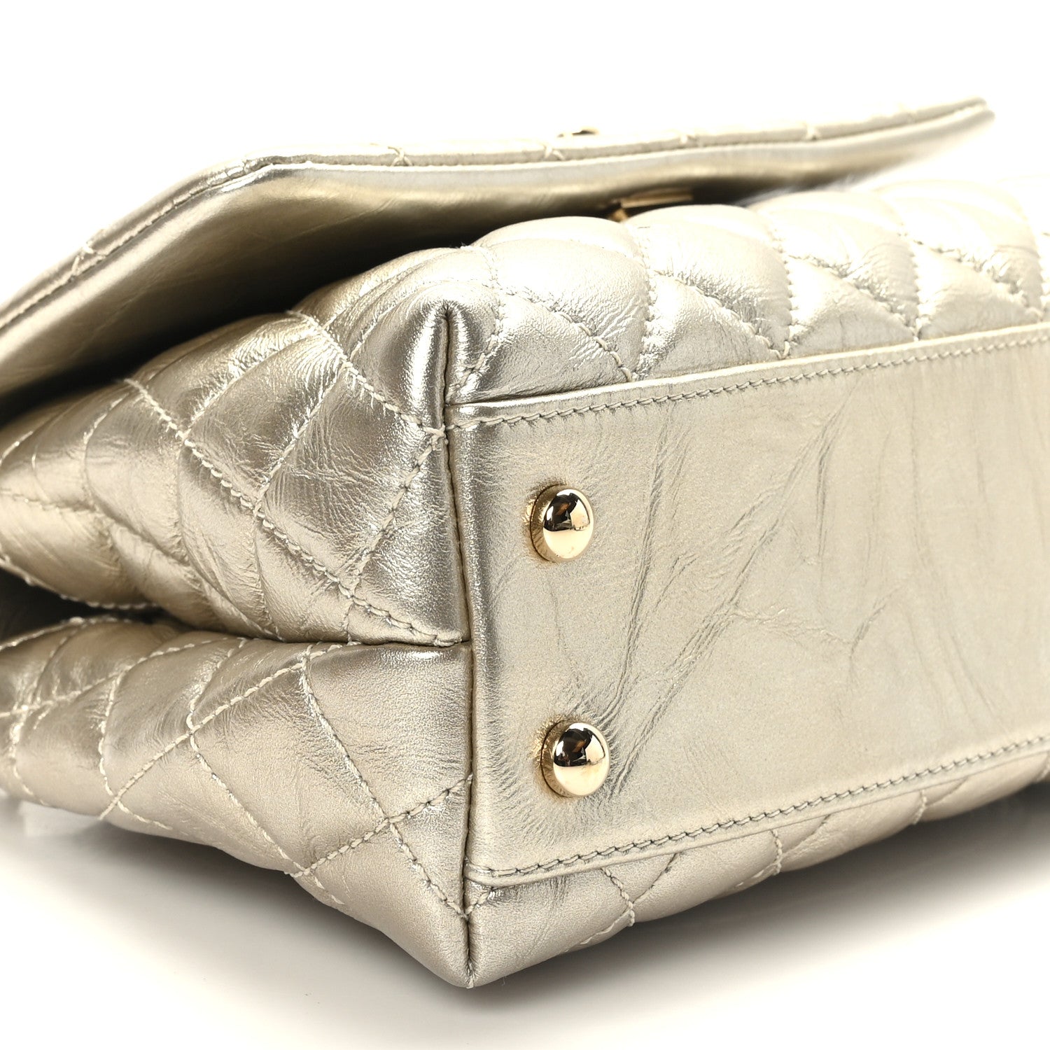 Chanel Metallic Aged Calfskin Quilted Mini Coco Handle Flap Gold 7 of 9