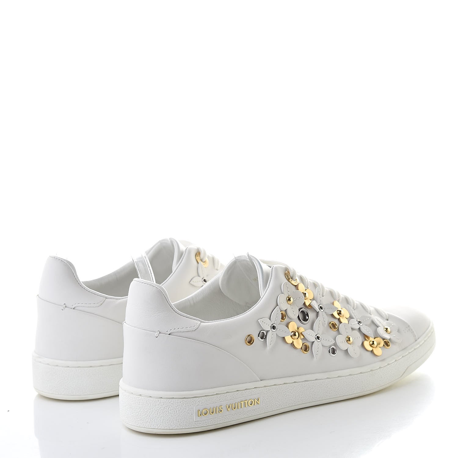 Louis Vuitton Calfskin Blooming Frontrow Sneakers 38.5 White 4 of 14