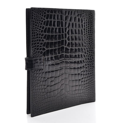 Hermes Shiny Alligator Notebook Cover Black 3 of 6