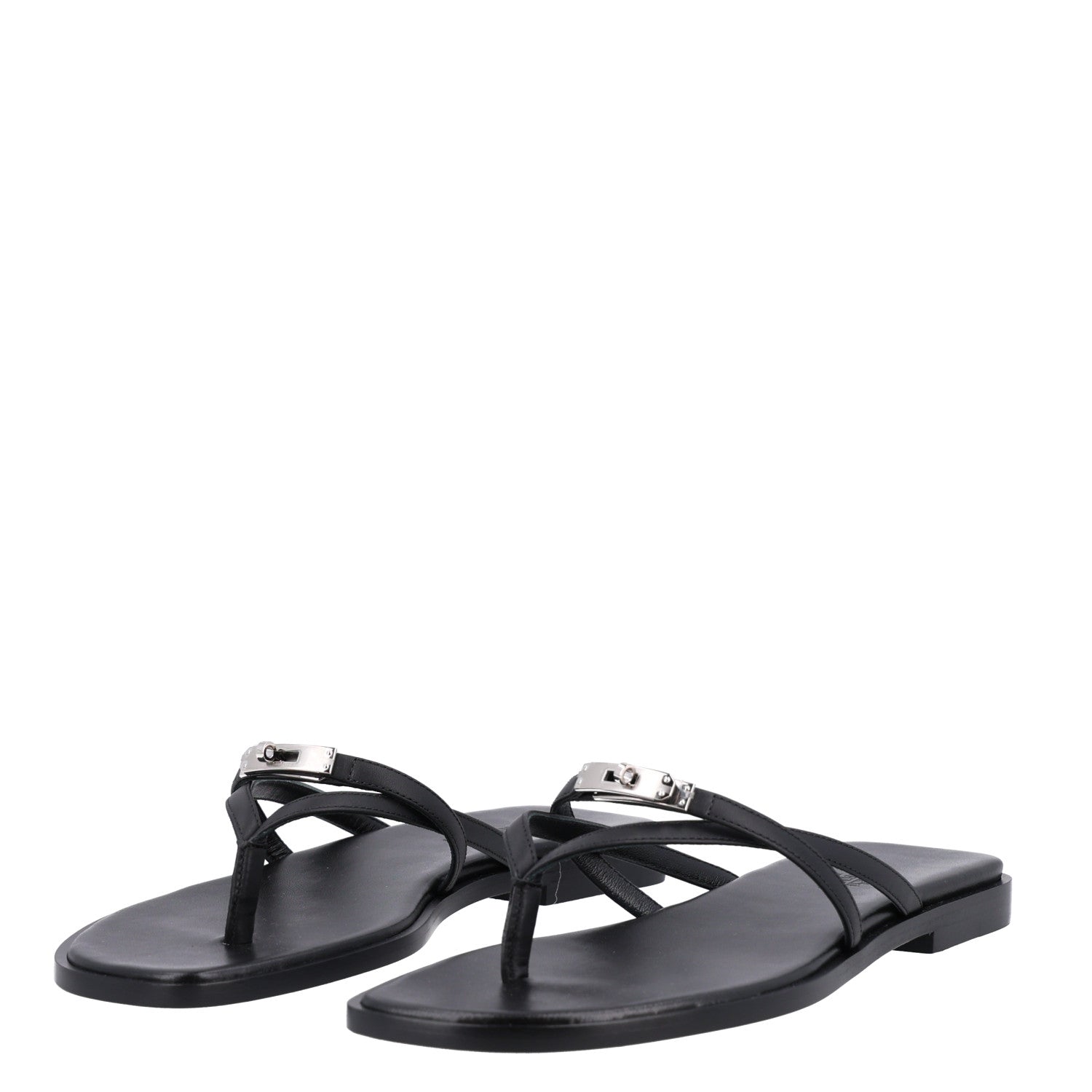 Hermes Calfskin Miss Sandals 37 Black 4 of 8