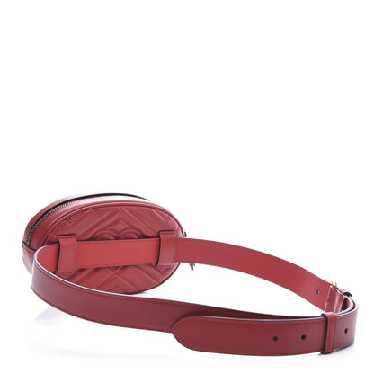 Gucci Calfskin Matelasse GG Marmont Belt Bag 95 38 Hibiscus Red 3 of 13