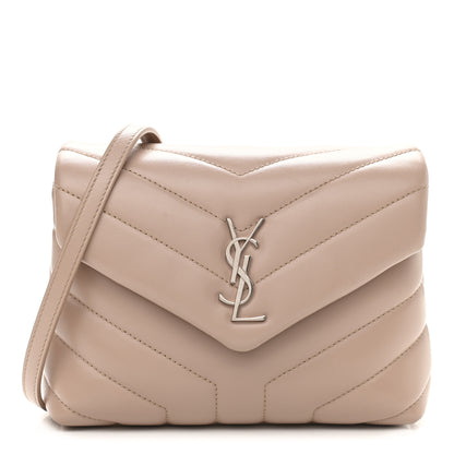 Saint Laurent Calfskin Y Quilted Monogram Toy Loulou Crossbody Bag Dark Beige 1 of 9