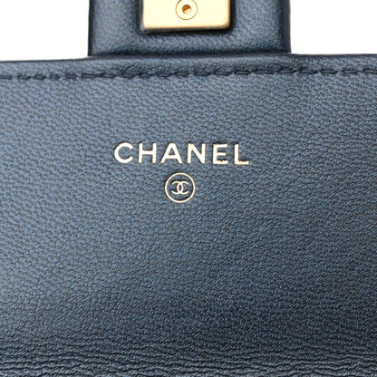 Chanel Goatskin Quilted Chic Pearls Clutch With Chain Navy 6 of 11