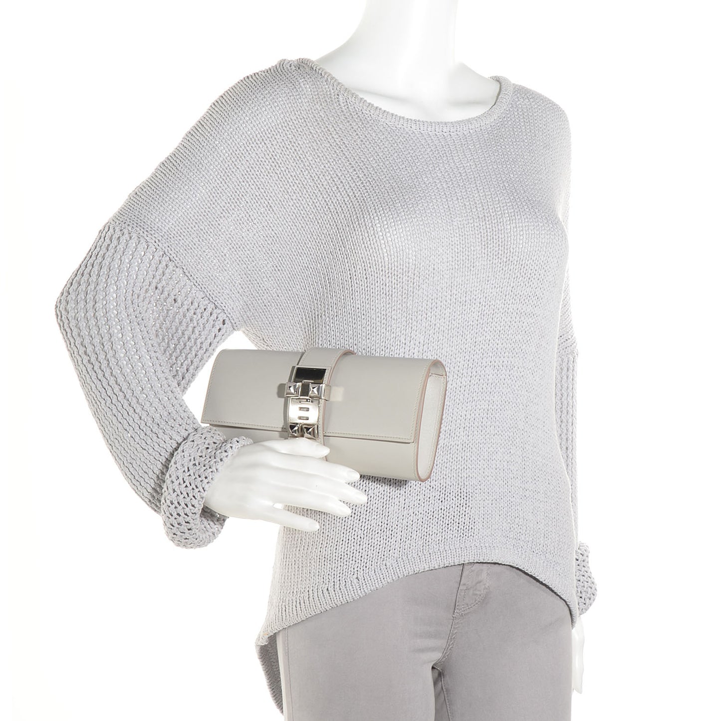 Tadelakt Medor Clutch 23 Gris Perle