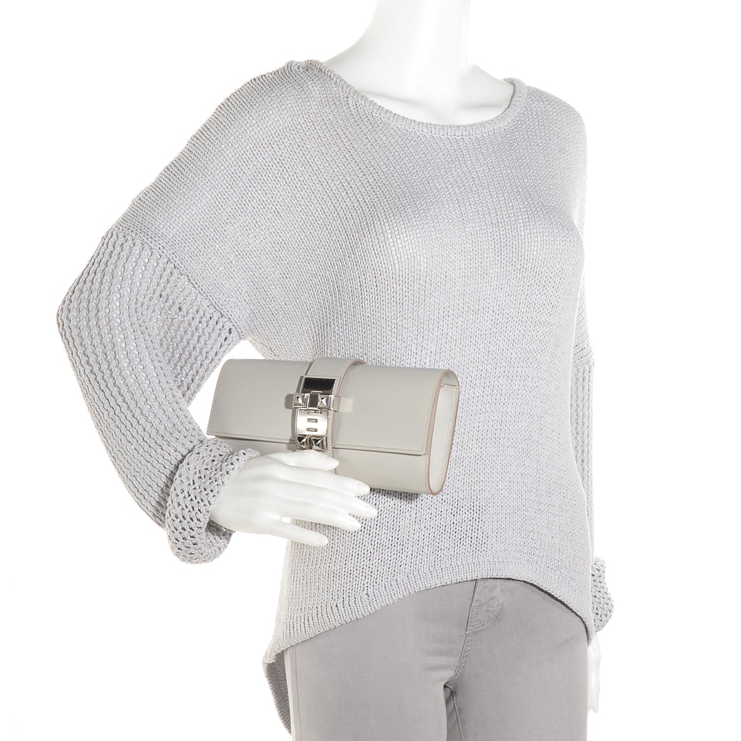 Hermes Tadelakt Medor Clutch 23 Gris Perle 2 of 10