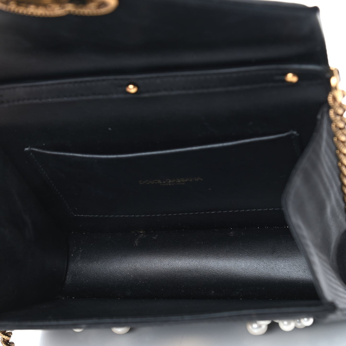Moire Pearl Embellished Small Devotion Top Handle Bag Black