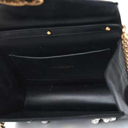 Dolce & Gabbana Moire Pearl Embellished Small Devotion Top Handle Bag Black 5 of 8