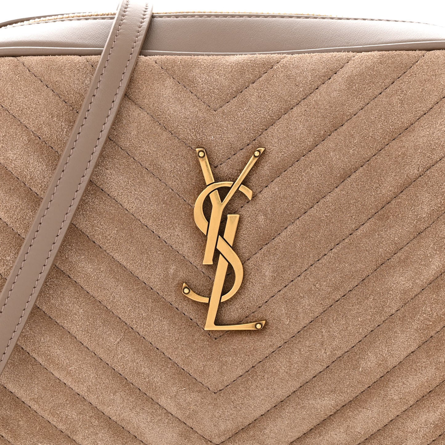 Suede Matelasse Monogram Lou Camera Bag Taupe