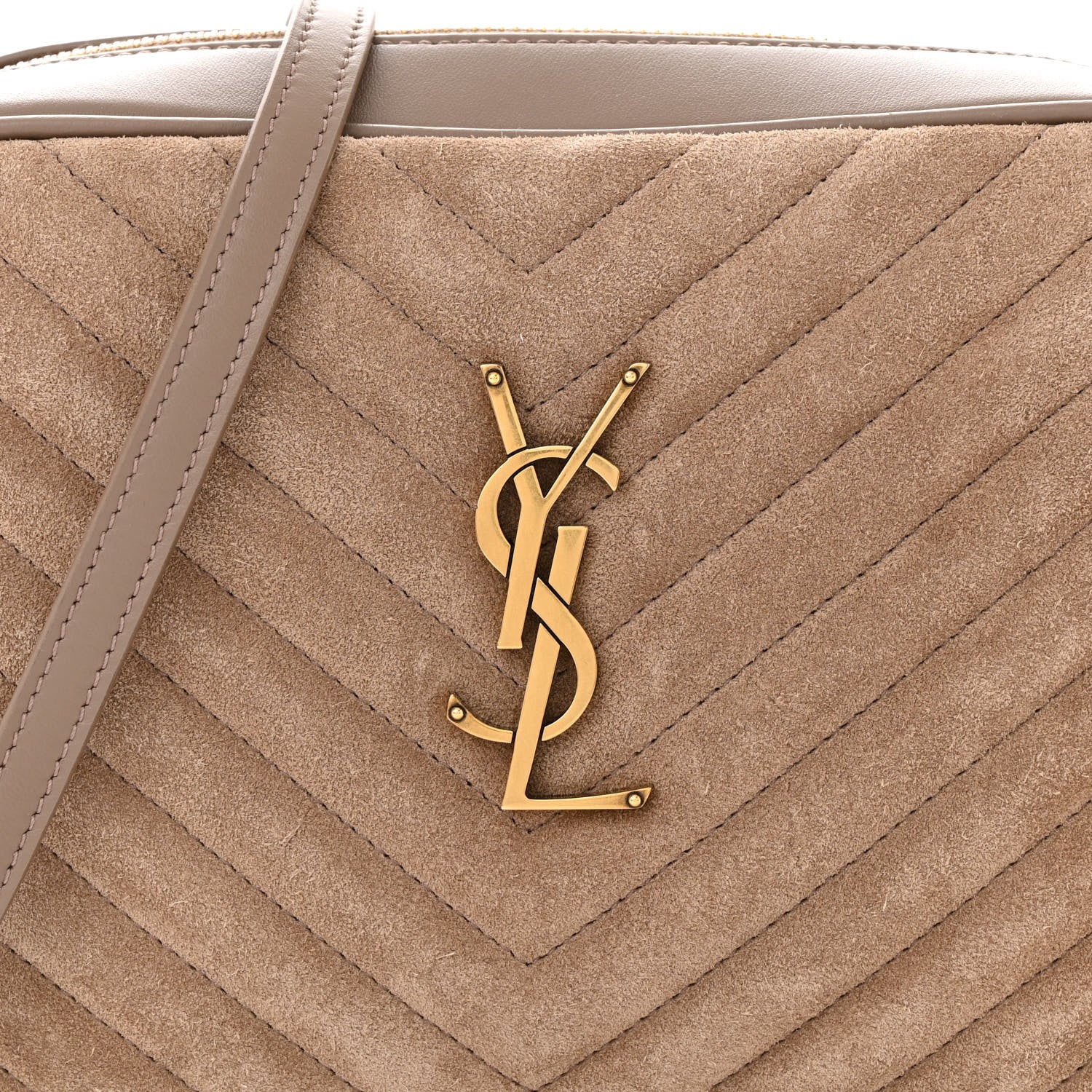 Saint Laurent Suede Matelasse Monogram Lou Camera Bag Taupe 8 of 10