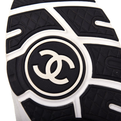 Chanel Calfskin Fabric Sneakers 38 White Silver Fluo Pink 9 of 10