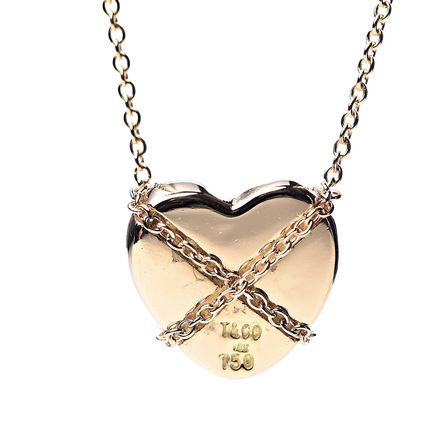 18K Yellow Gold Crossover Heart Pendant Necklace