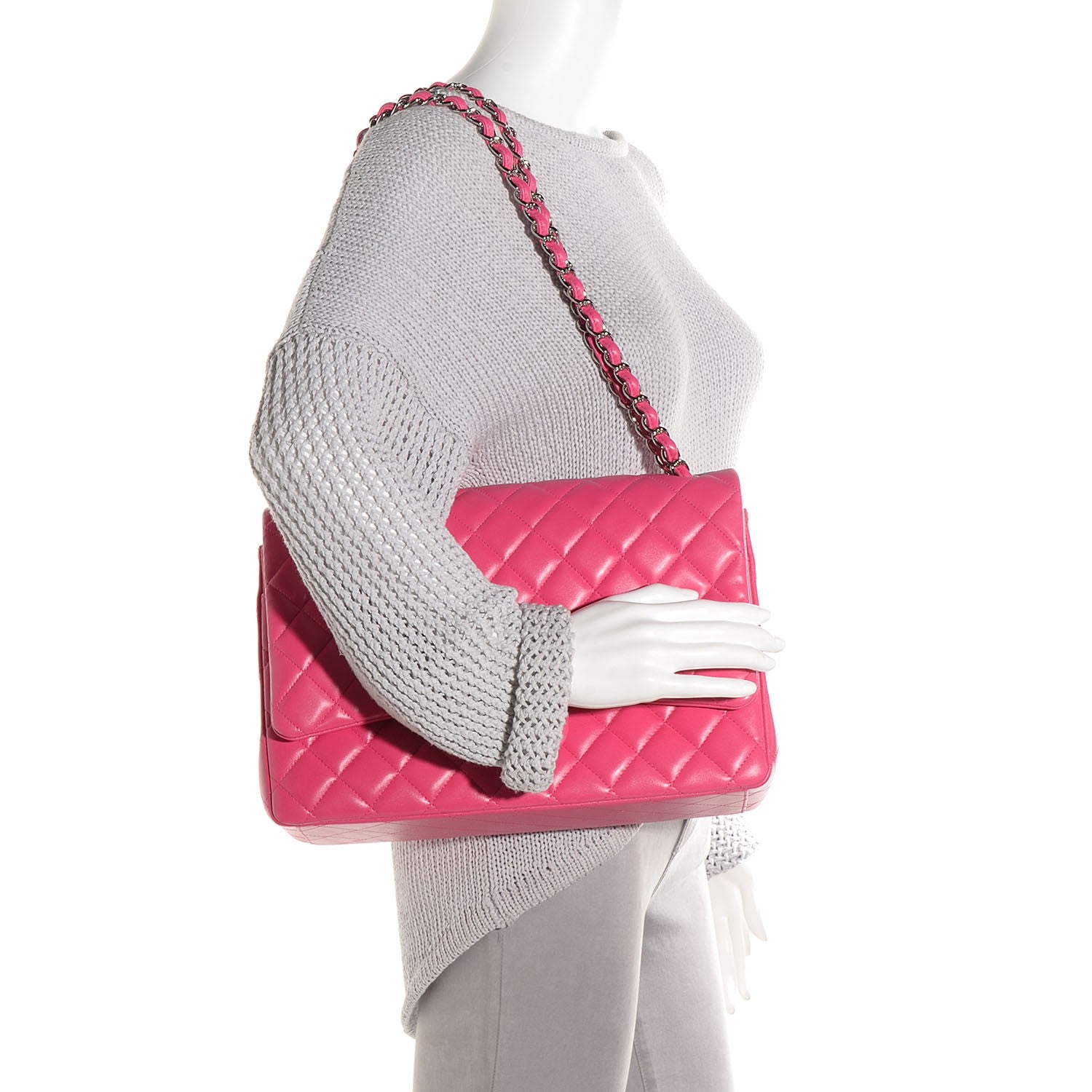 Chanel Lambskin Quilted Maxi Double Flap Dark Pink 2 of 10