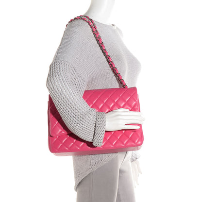 Chanel Lambskin Quilted Maxi Double Flap Dark Pink 2 of 10