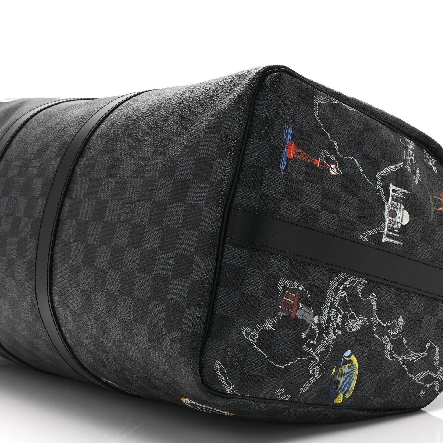Louis Vuitton Damier Graphite World Map Keepall Bandouliere 50 9 of 9