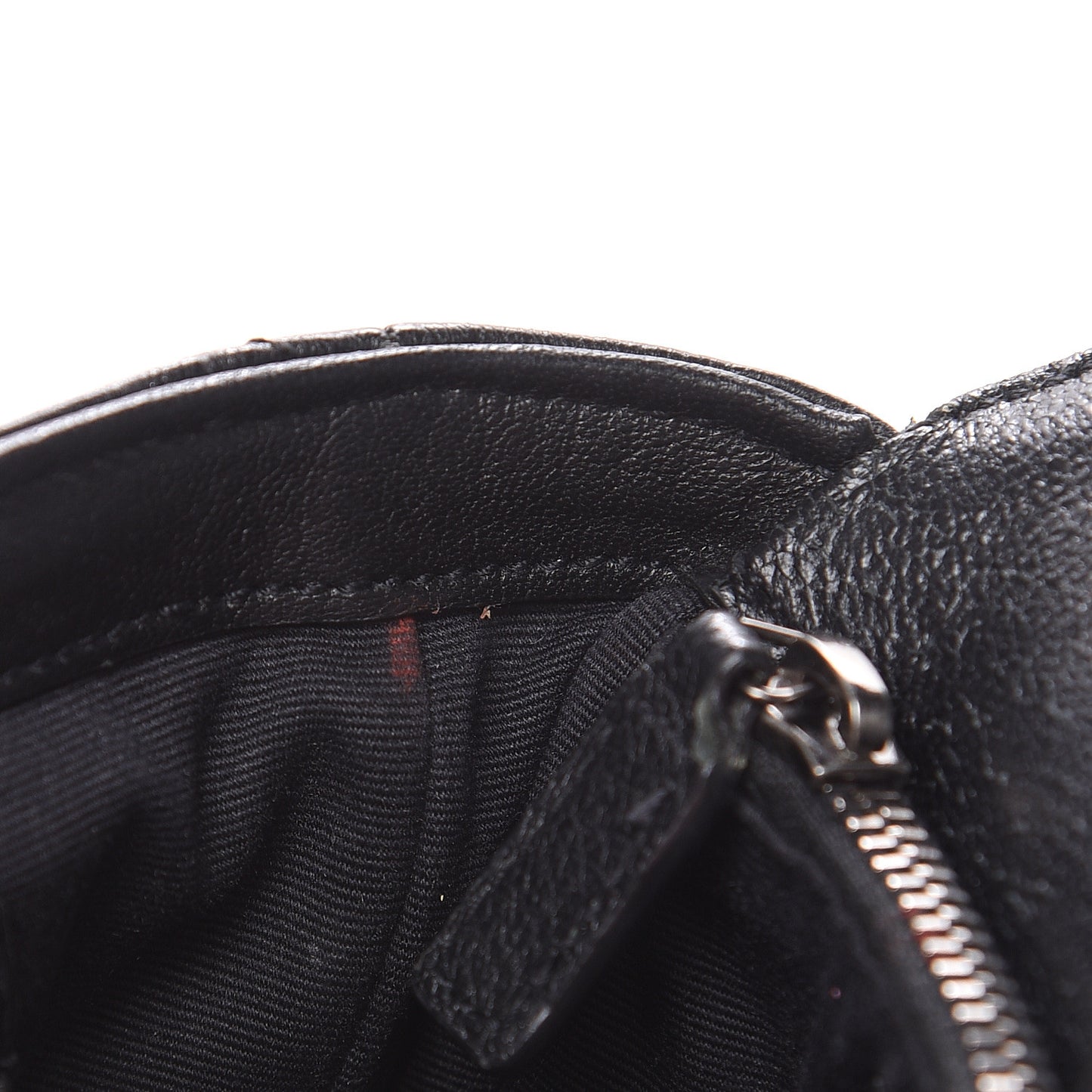 Sheepskin Matelasse Chevron Monogram College Chain Wallet Black