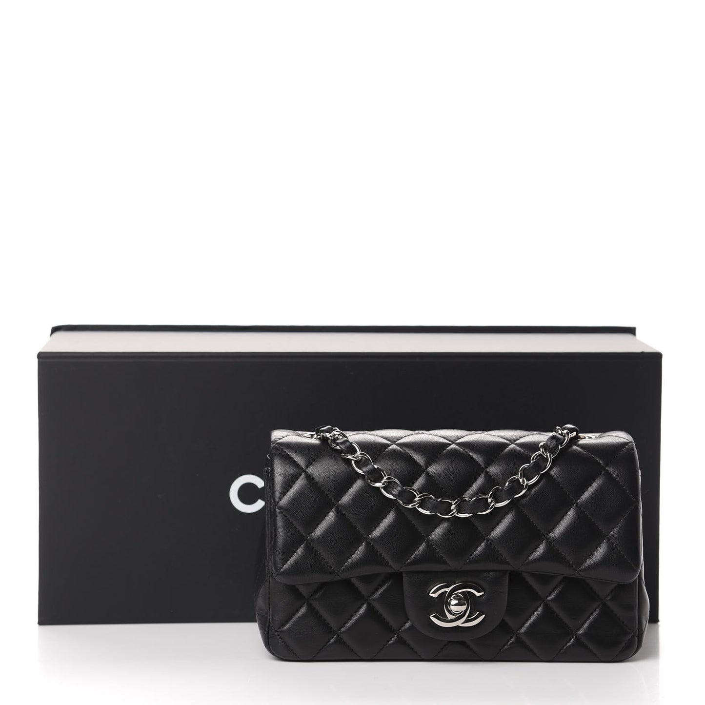 Lambskin Quilted Mini Rectangular Flap Black