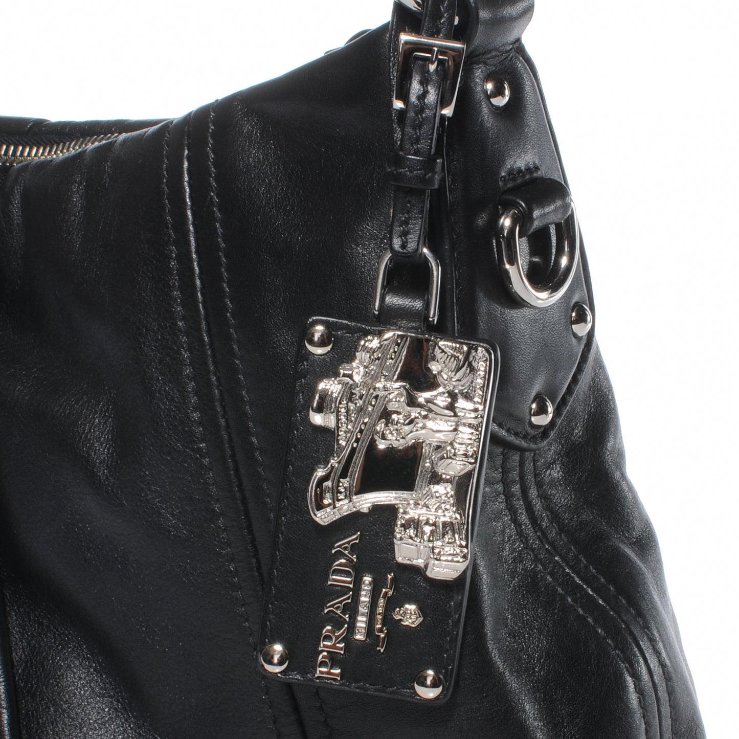 Soft Calf Pleated Hobo Nero Black