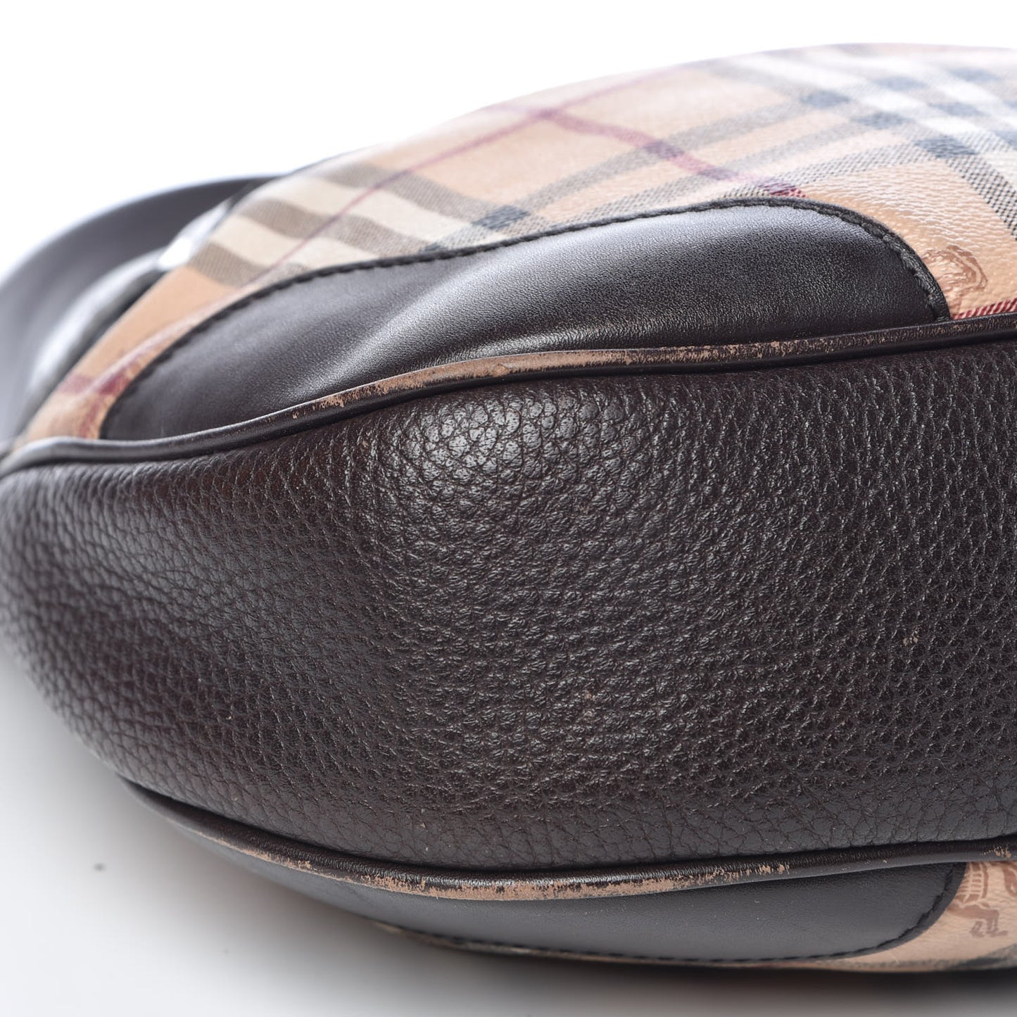 Grained Calfskin Haymarket Check Hobo Dark Brown