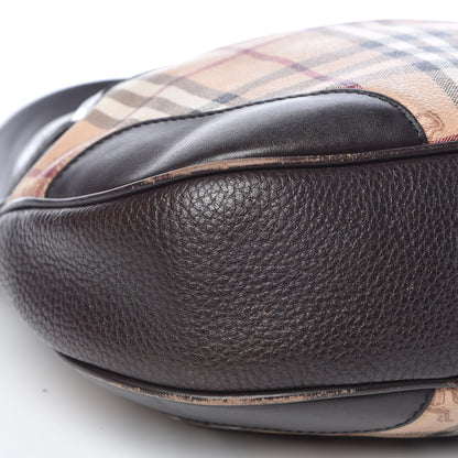 Burberry Grained Calfskin Haymarket Check Hobo Dark Brown 9 of 19