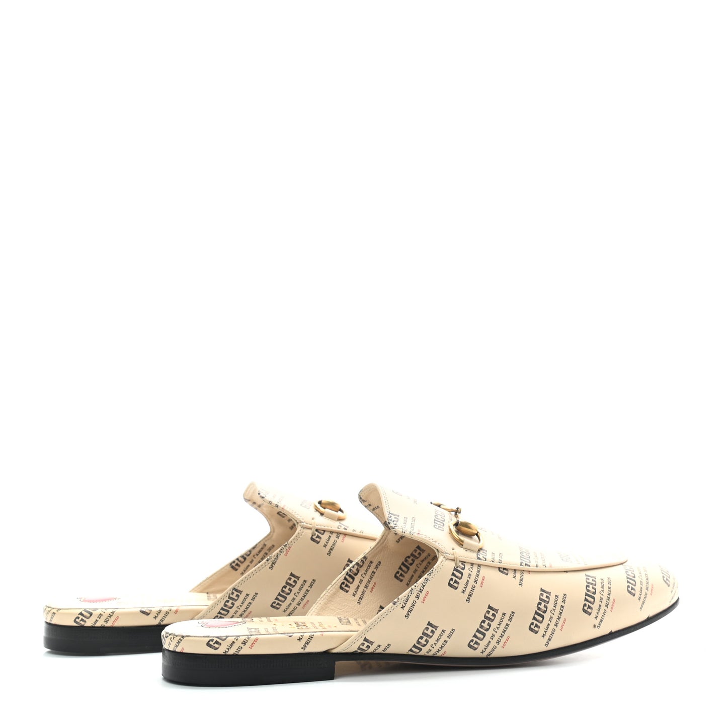 Calfskin Stamp Print Womens Princetown Slippers 40 Soy Black