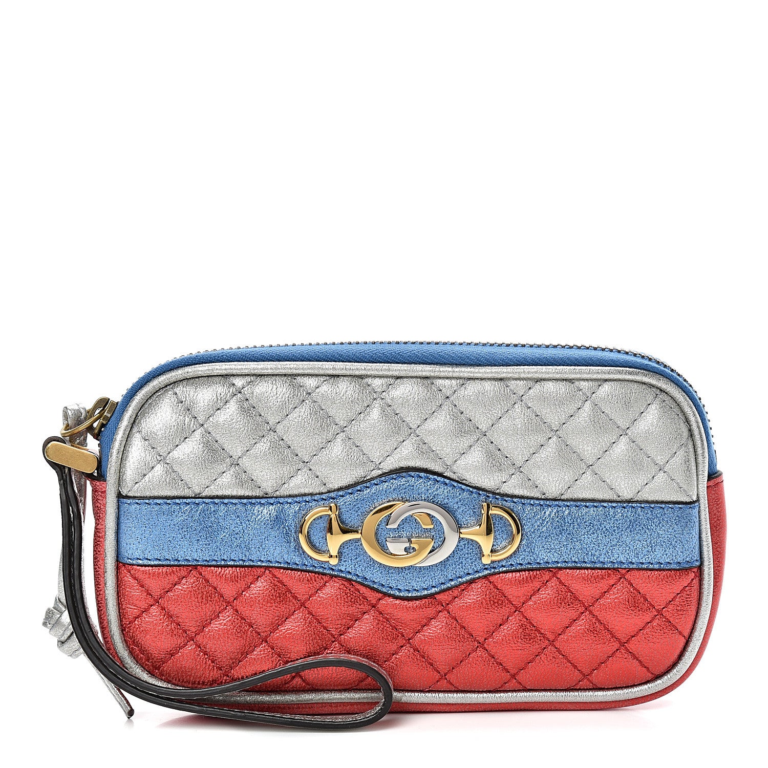 Gucci Laminated Nappa Trapuntata Zumi iPhone Case Rosso Marine Argento 1 of 8