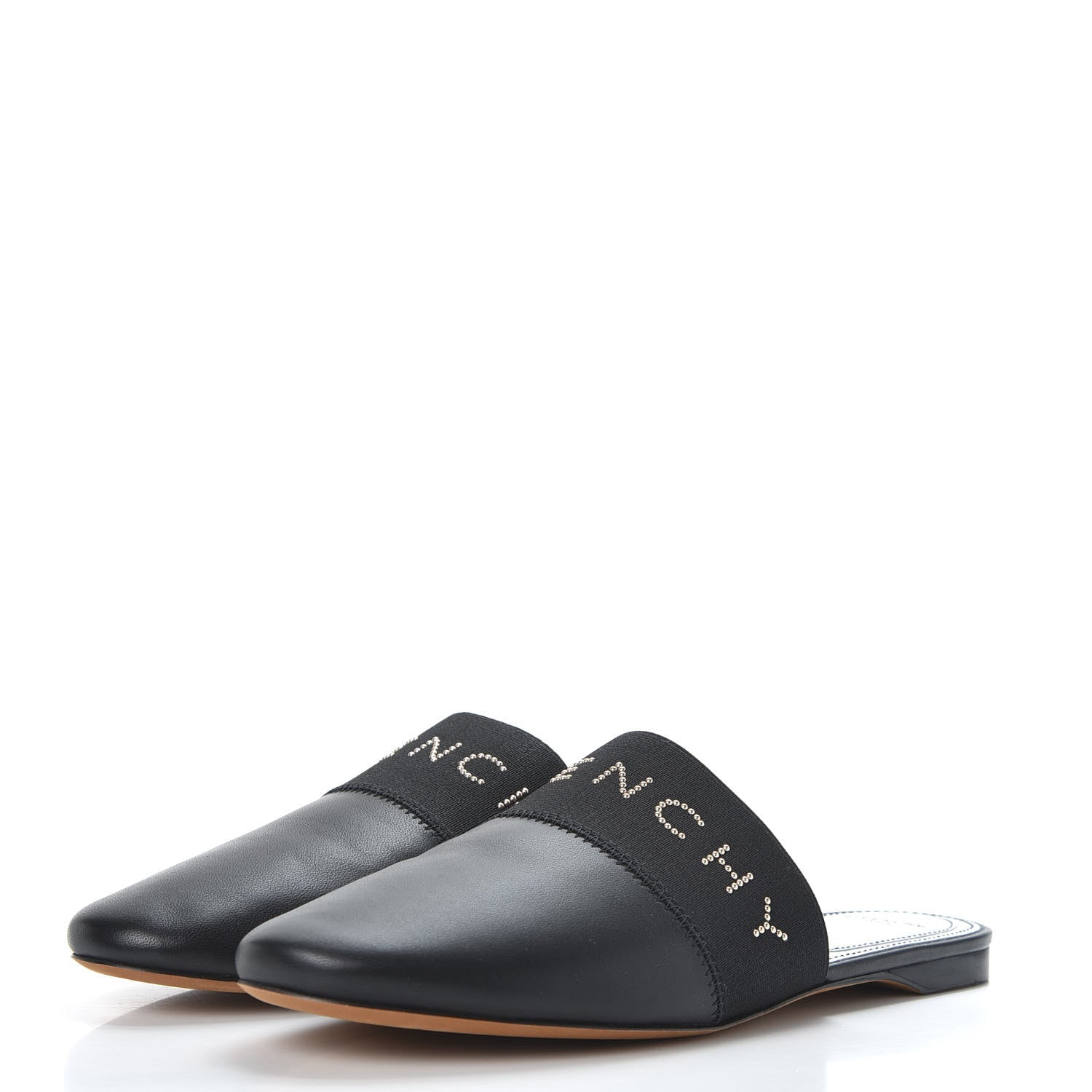 Givenchy Calfskin Crystal Embellished Bedford Logo Mule Slides 39.5 Black 2 of 10