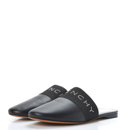 Givenchy Calfskin Crystal Embellished Bedford Logo Mule Slides 39.5 Black 2 of 10