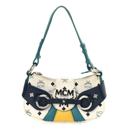 MCM Visetos Shoulder Bag White Blue Yellow 1 of 19