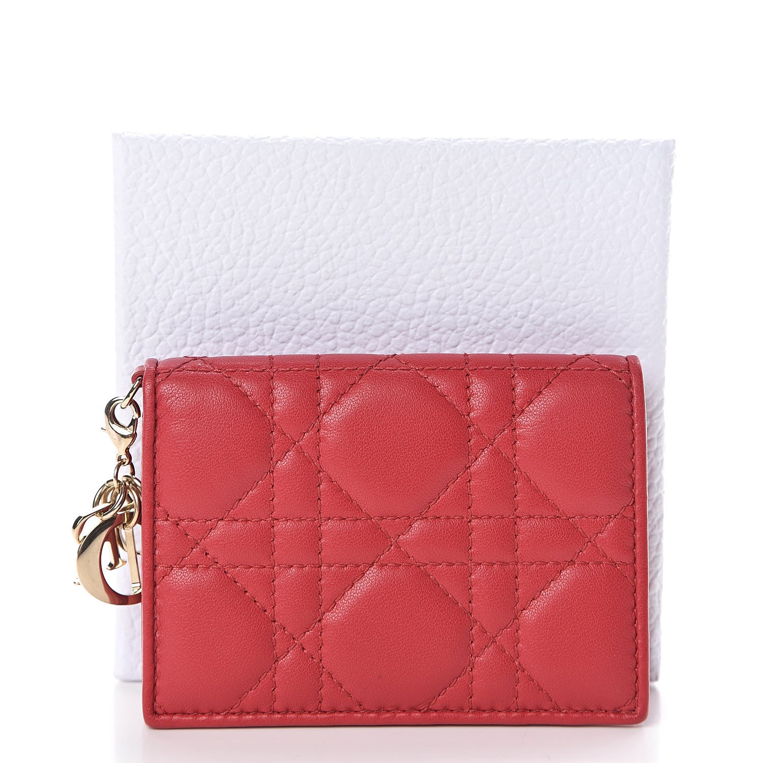 Christian Dior Lambskin Cannage Small Lady Dior Flap Card Holder Red 8 of 8