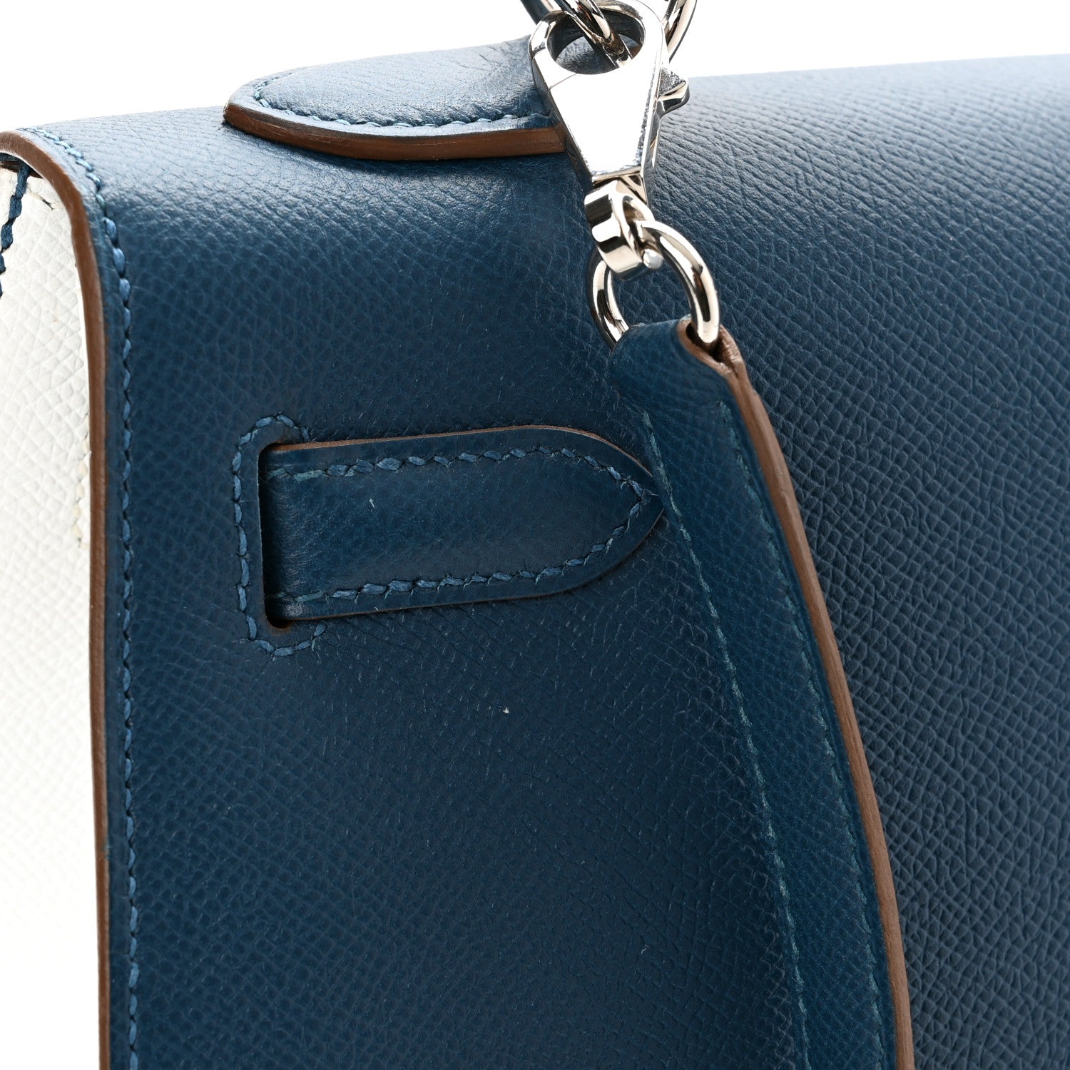 Hermes Epsom Kelly Flag Sellier 32 Bleu Thalassa White 11 of 18