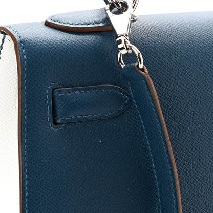 Hermes Epsom Kelly Flag Sellier 32 Bleu Thalassa White 11 of 18