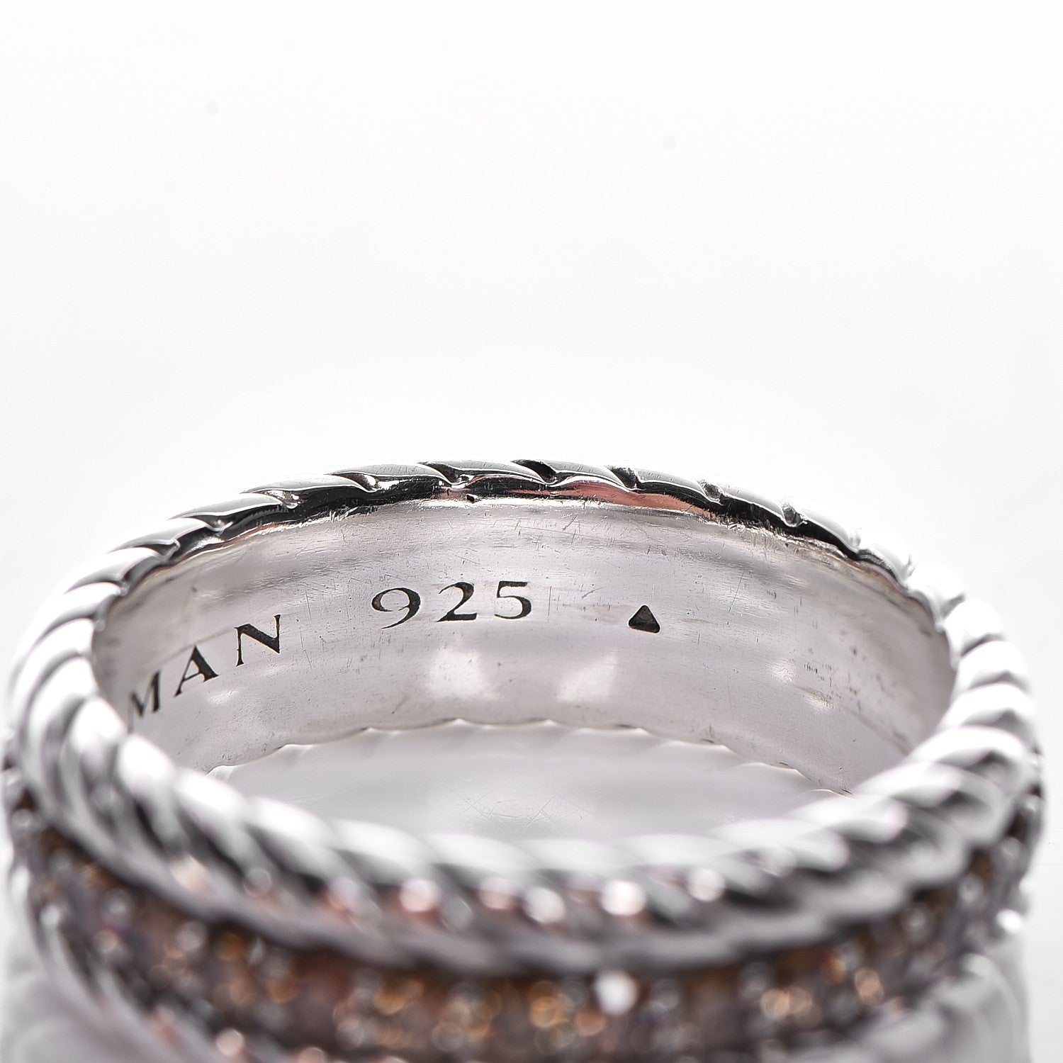 David Yurman Sterling Silver Cognac Diamond Streamline Band Ring 65.5 11.5 5 of 6