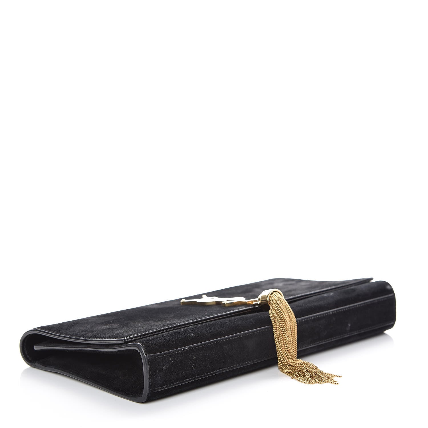 Saint Laurent Velvet Classic Monogram Cassandre Tassel Clutch Black 4 of 17